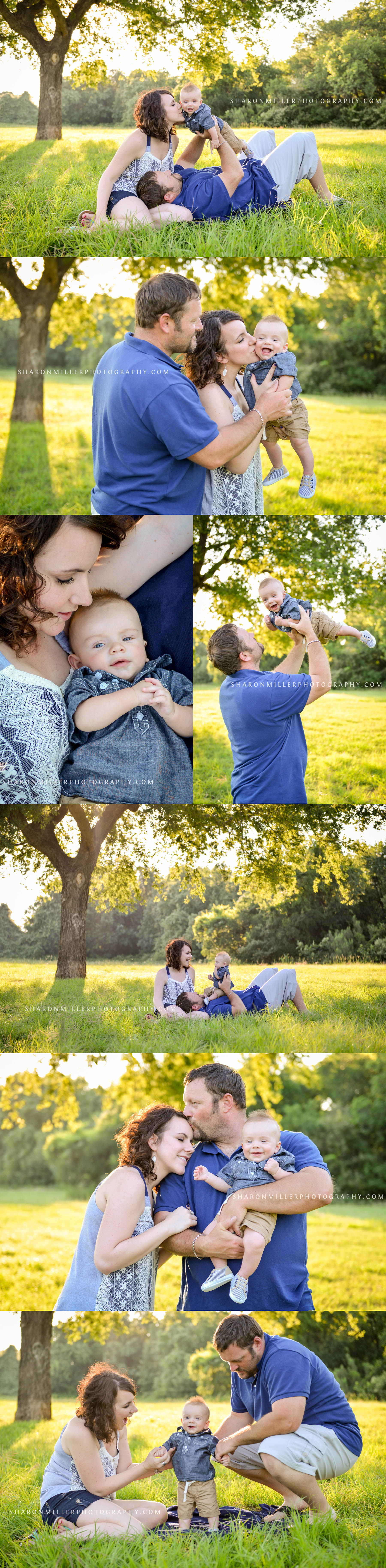 photo session for a family of three under an old tree | Lewisville family photographer Sharon Miller