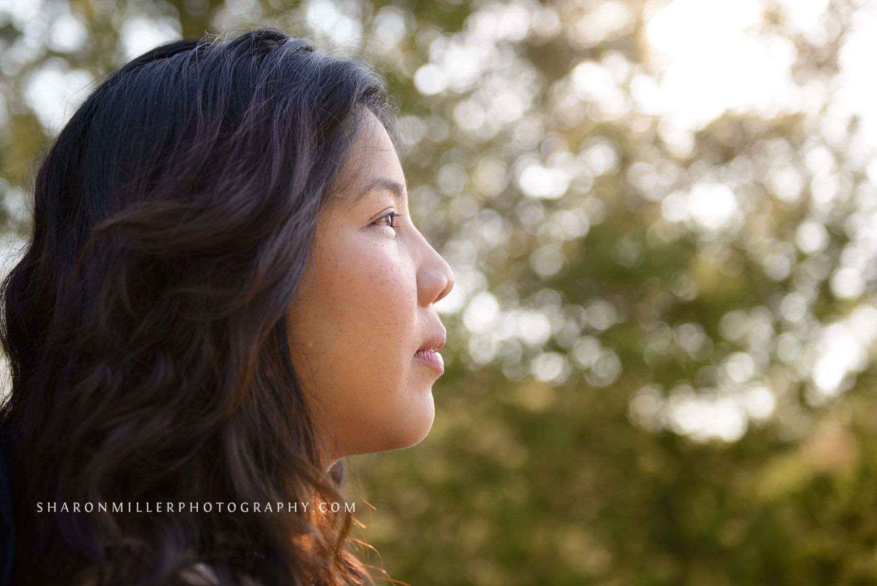 oudoor portrait of beautiful Thai woman's profile