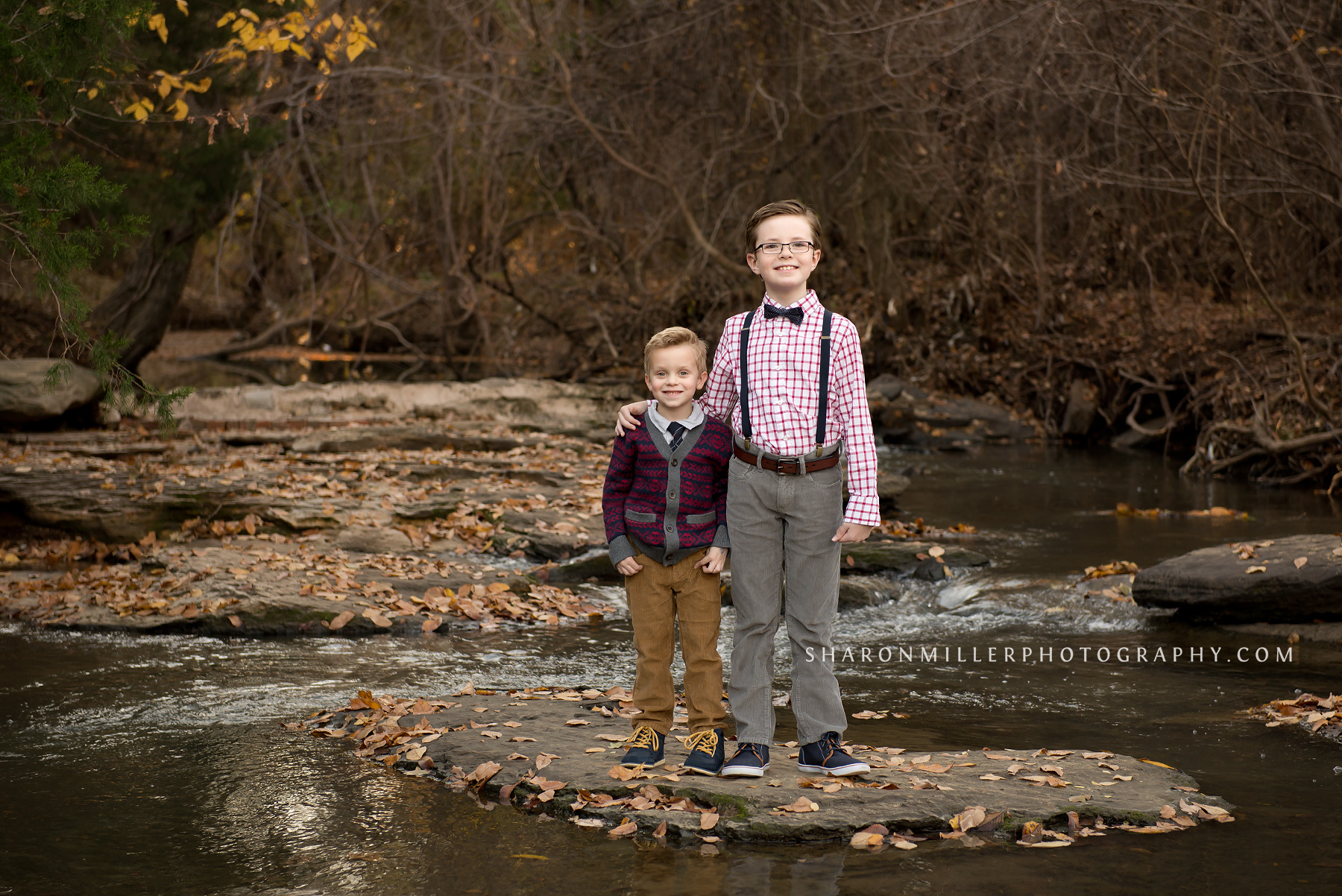 portrait of brothers at Stone Creek by Flower Mound family photographer Sharon Miller