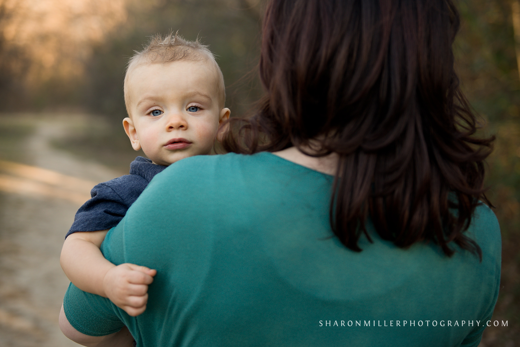 one year session in mother's arms at Colleyville Nature Center